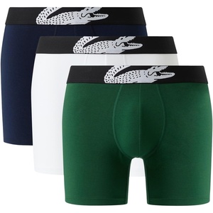 Lacoste Men’s Cotton Stretch Big Croc Print Boxer Briefs, 3-pack (Amazon Exclusives)(Green/White/Navy Blue)