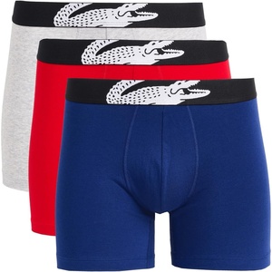Lacoste Men’s Cotton Stretch Big Croc Print Boxer Briefs, 3-pack (Amazon Exclusives)(Methylene/Silver Chine/Red)