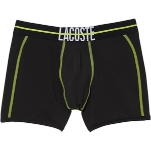 Lacoste Men’s Cotton Stretch Big Croc Print Trunks, 3-pack(Graphite With Black/Bright Lime Waistbands)