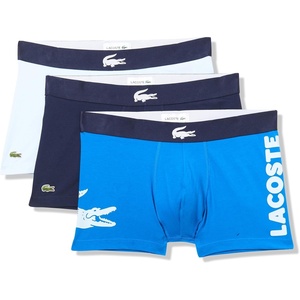 Lacoste Men’s Cotton Stretch Big Croc Print Trunks, 3-pack(Gypsy Blue/Light Blue/Navy Blue)