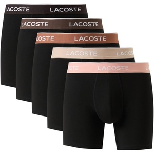 Lacoste Men’s Cotton Stretch Essentials Boxer Briefs, 5-pack(Black/Miami/Lionne/Pecan)