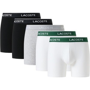 Lacoste Men’s Cotton Stretch Essentials Boxer Briefs, 5-pack(Black/White/Silver Chine)