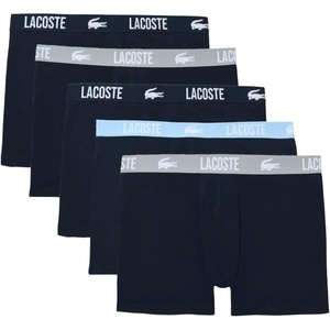 Lacoste Men’s Cotton Stretch Essentials Boxer Briefs, 5-pack(Navy Blue/Navy Blue/Overview)