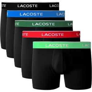 Lacoste Men’s Cotton Stretch Essentials Boxer Briefs, 5-pack(Navy Blue/Overview/Liamon)