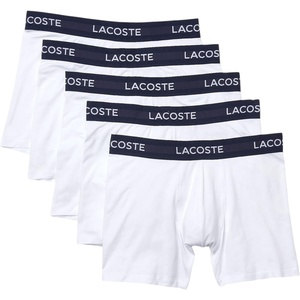 Lacoste Men’s Cotton Stretch Essentials Boxer Briefs, 5-pack(White (New))