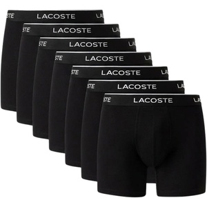 Lacoste Men’s Cotton Stretch Essentials Boxer Briefs, 7-pack(Black With Black Waistbands (New))