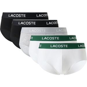 Lacoste Men’s Cotton Stretch Essentials Briefs, 5-pack (Amazon Exclusives)(Black/White/Silver Chine)