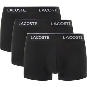Lacoste Men’s Cotton Stretch Essentials Trunks, 3-pack(Black With Black Waistbands)