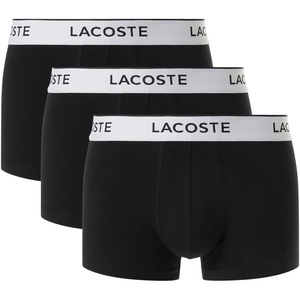 Lacoste Men’s Cotton Stretch Essentials Trunks, 3-pack(Black With White Waistbands)