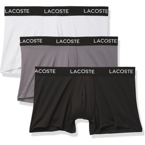 Lacoste Men’s Cotton Stretch Essentials Trunks, 3-pack(Black/Lead Grey/White)