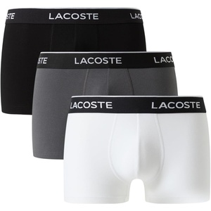Lacoste Men’s Cotton Stretch Essentials Trunks, 3-pack(Black/White/Lead Grey)