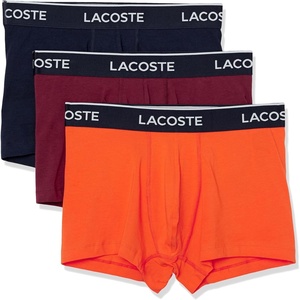 Lacoste Men’s Cotton Stretch Essentials Trunks, 3-pack(Navy Blue/Orange/Maroon)