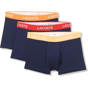 Lacoste Men’s Cotton Stretch Essentials Trunks, 3-pack(Navy Blue/Orange/Red (New))
