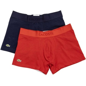 Lacoste Men’s Cotton Stretch Essentials Trunks, 3-pack(Navy Blue/Red)
