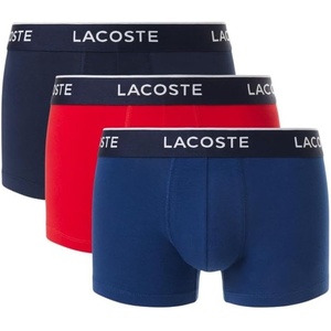 Lacoste Men’s Cotton Stretch Essentials Trunks, 3-pack(Navy Blue/Red/Blue)