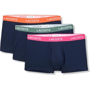 Lacoste Men’s Cotton Stretch Essentials Trunks, 3-pack(Navy Blue/Sequoia/Orange)