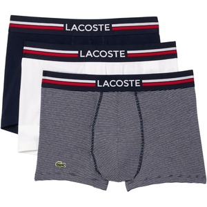 Lacoste Men’s Cotton Stretch Essentials Trunks, 3-pack(Navy Blue/White/Navy Striped)