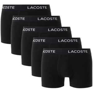 Lacoste Men’s Cotton Stretch Essentials Trunks, 5-pack(Black With Black Waistbands)