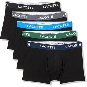 Lacoste Men’s Cotton Stretch Essentials Trunks, 5-pack(Black/Graphite/Green/Kingdom/Navy Blue)
