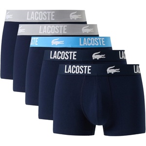 Lacoste Men’s Cotton Stretch Essentials Trunks, 5-pack(Navy Blue/Navy Blue/Overview)