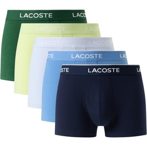 Lacoste Men’s Cotton Stretch Essentials Trunks, 5-pack(Navy Blue/Turquin Blue/Phoenix Blue)
