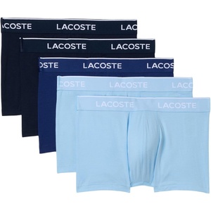 Lacoste Men’s Cotton Stretch Essentials Trunks, 5-pack(Overview/Overview/Methylene/Navy Blue/Navy Blue)