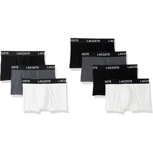Lacoste Men’s Cotton Stretch Essentials Trunks, 7-pack(Black/White/Shadow Grey)