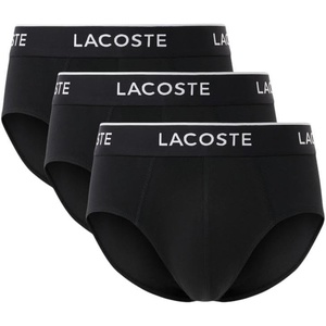 Lacoste Men’s Cotton Stretch Jersey Briefs 3 Pack(Black With Black Waistbands (New))