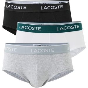Lacoste Men’s Cotton Stretch Jersey Briefs 3 Pack(Black/White/Dove Grey (New))