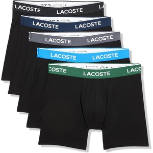 Lacoste Men’s Cotton Stretch Jersey Trunks 3 Pack(Black/Graphite/Green/Kingdom/Navy Blue)