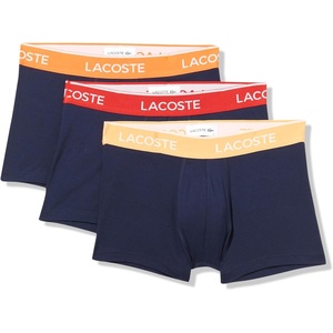 Lacoste Men’s Cotton Stretch Jersey Trunks 3 Pack(Navy Blue/Orange/Red)
