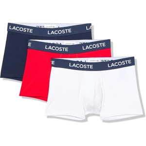 Lacoste Men’s Cotton Stretch Jersey Trunks 3 Pack(Navy Blue/White/Red)