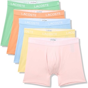 Lacoste Men’s Cotton Stretch Jersey Trunks 3 Pack(Overview/Liamone/Yellow/Coraline/Flamingo)