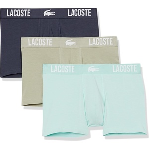 Lacoste Men’s Cotton Stretch Lacoste Croc Trunks, 3-Pack(Light Khaki/Blue Night/Arctic Blue)