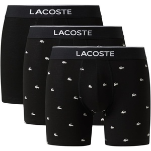 Lacoste Men’s Cotton Stretch Mini Croc Print Boxer Briefs, 3-pack(Black)