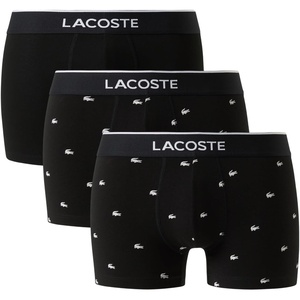 Lacoste Men’s Cotton Stretch Mini Croc Print Trunks, 3-pack (Amazon Exclusives)(Black)