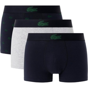 Lacoste Men’s Cotton Stretch Mini Croc Print Trunks, 3-pack(Abysm Blue/Green/Grey)