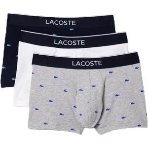Lacoste Men’s Cotton Stretch Mini Croc Print Trunks, 3-pack(Dove Grey/Navy Blue/White)