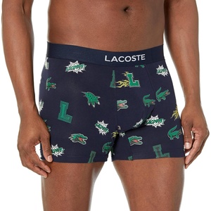 Lacoste Men’s Cotton Stretch Print Animation Boxer Briefs(Midnight Blue/Multicolor)