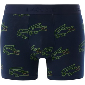 Lacoste Men’s Cotton Stretch Print Animation Boxer Briefs(Navy Blue/Light Green/Red)