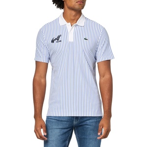Lacoste Men’s Heat Regulating Striped Golf Polo(Delphinium/White)