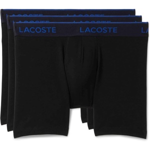 Lacoste Men’s Long Stretch Cotton Jersey Boxer Brief 3-pack(Black/White/Captain/Green)