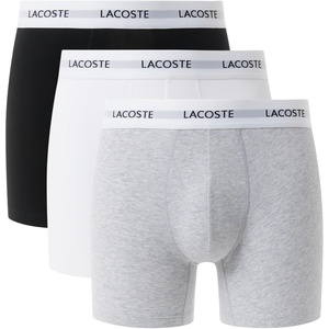 Lacoste Men’s Long Stretch Cotton Jersey Boxer Brief 3-pack(Black/White/Grey)
