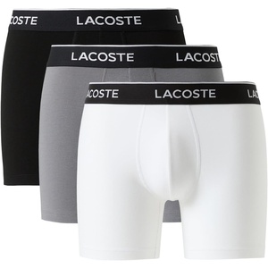 Lacoste Men’s Long Stretch Cotton Jersey Boxer Brief 3-pack(Black/White/Lead Grey)