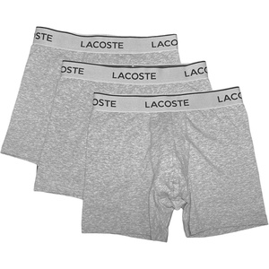Lacoste Men’s Long Stretch Cotton Jersey Boxer Brief 3-pack(Dove Grey W/ White Waistband)