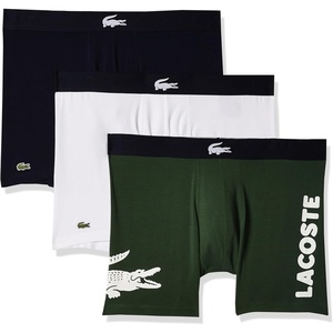 Lacoste Men’s Long Stretch Cotton Jersey Boxer Brief 3-pack(Dusty Olive/Navy Blue/White (New))