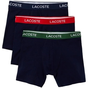 Lacoste Men’s Long Stretch Cotton Jersey Boxer Brief 3-pack(Navy Blue/Green/Red/Navy)