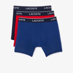 Lacoste Men’s Long Stretch Cotton Jersey Boxer Brief 3-pack(Navy Blue/Red/Deep Ocean (New))