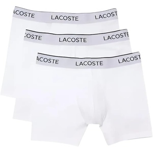 Lacoste Men’s Long Stretch Cotton Jersey Boxer Brief 3-pack(White With White Waistband)