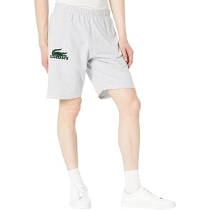 Lacoste Men’s Men’s Velour Crocodile Cotton Fleece Indoor Shorts(Grey & Green)